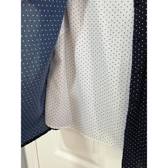 ELEMENTZ WOMENS SHORT SLEEVE LAYERED BLOUSE NAVY BLUE SIZE LARGE PETITE - Picture 4 of 5
